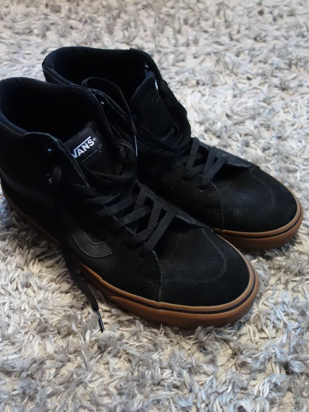 Black suede high-top Vans with gum sole - Men